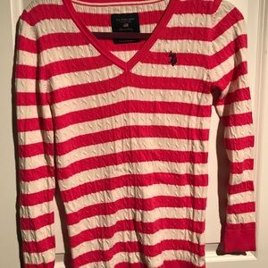 Pink stripped polo sweater